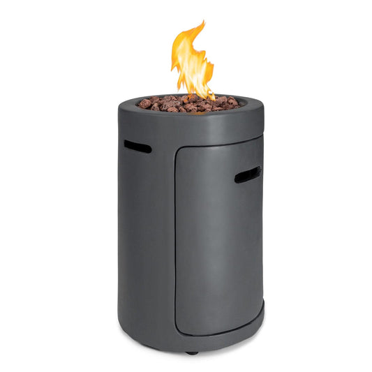 Blumfeldt Crete Gas-Feuerstelle, 13 kW Wärmeleistung, Flüssiggas, Edelstahl, 360° FireView, inkl. Regencover, Gasdruck: max. 50 mbar, zweistufiger Drehregler, dunkelgrau