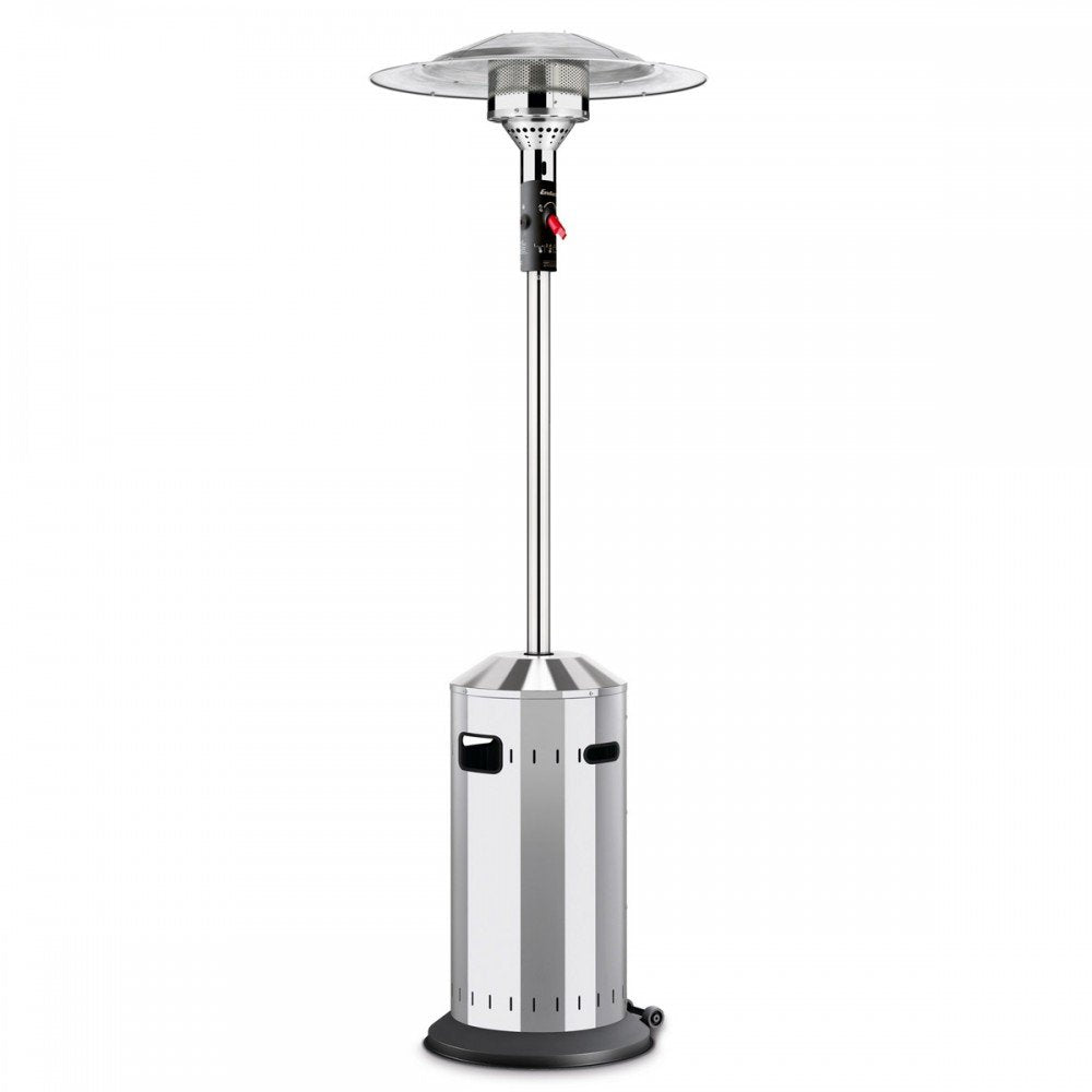 Enders Terrassenheizer Gas Elegance, Gas-Heizstrahler 9376, Heizpilz mit stufenloser Regulierung, Eco Plus Brenner, Transporträder, Umkippsicherung, Silber/Schwarz