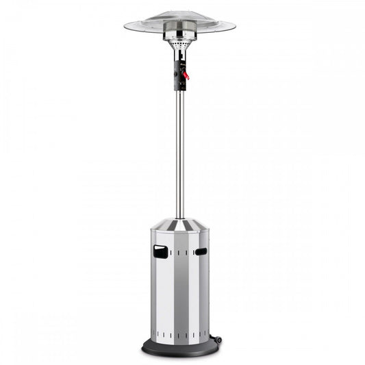 Enders Terrassenheizer Gas Elegance, Gas-Heizstrahler 9376, Heizpilz mit stufenloser Regulierung, Eco Plus Brenner, Transporträder, Umkippsicherung, Silber/Schwarz