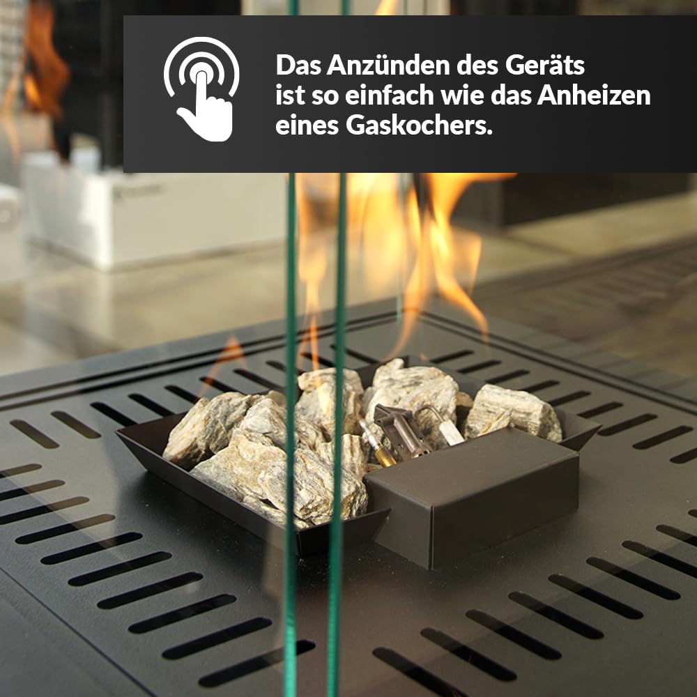 KRATKI Patio Light - Terrassenheizer Gas 8,2 kW - Set mit Reduzierstück - Heizstrahler Terrasse - Heizpilz für Garden - Gartenkamin - Deko Terrasse Outdoor