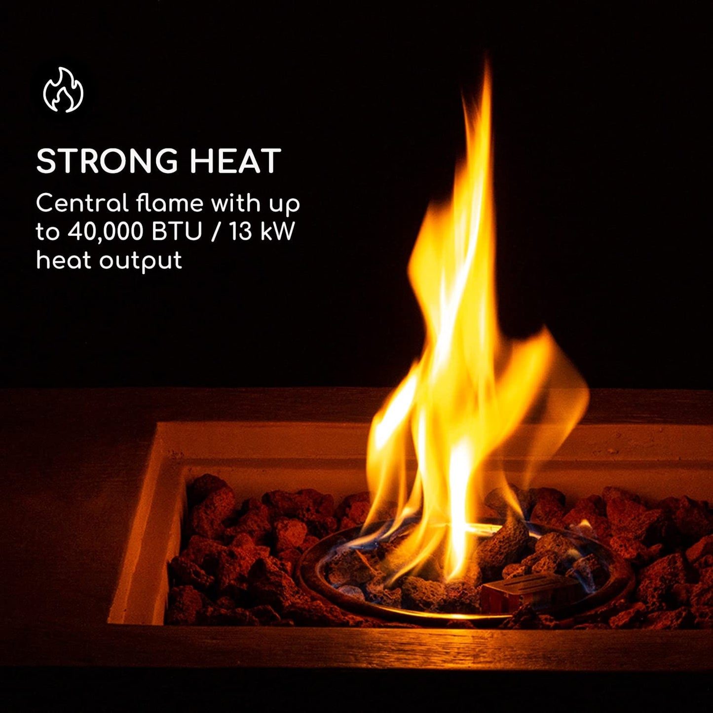 Blumfeldt Corinth Gas-Feuerstelle, Heizstrahler & Feuerstellen 40.000BTU/13kW, Feuerstelle mit Abdeckung, Heizstrahler Gas, Edelstahlbrenner, schwarz