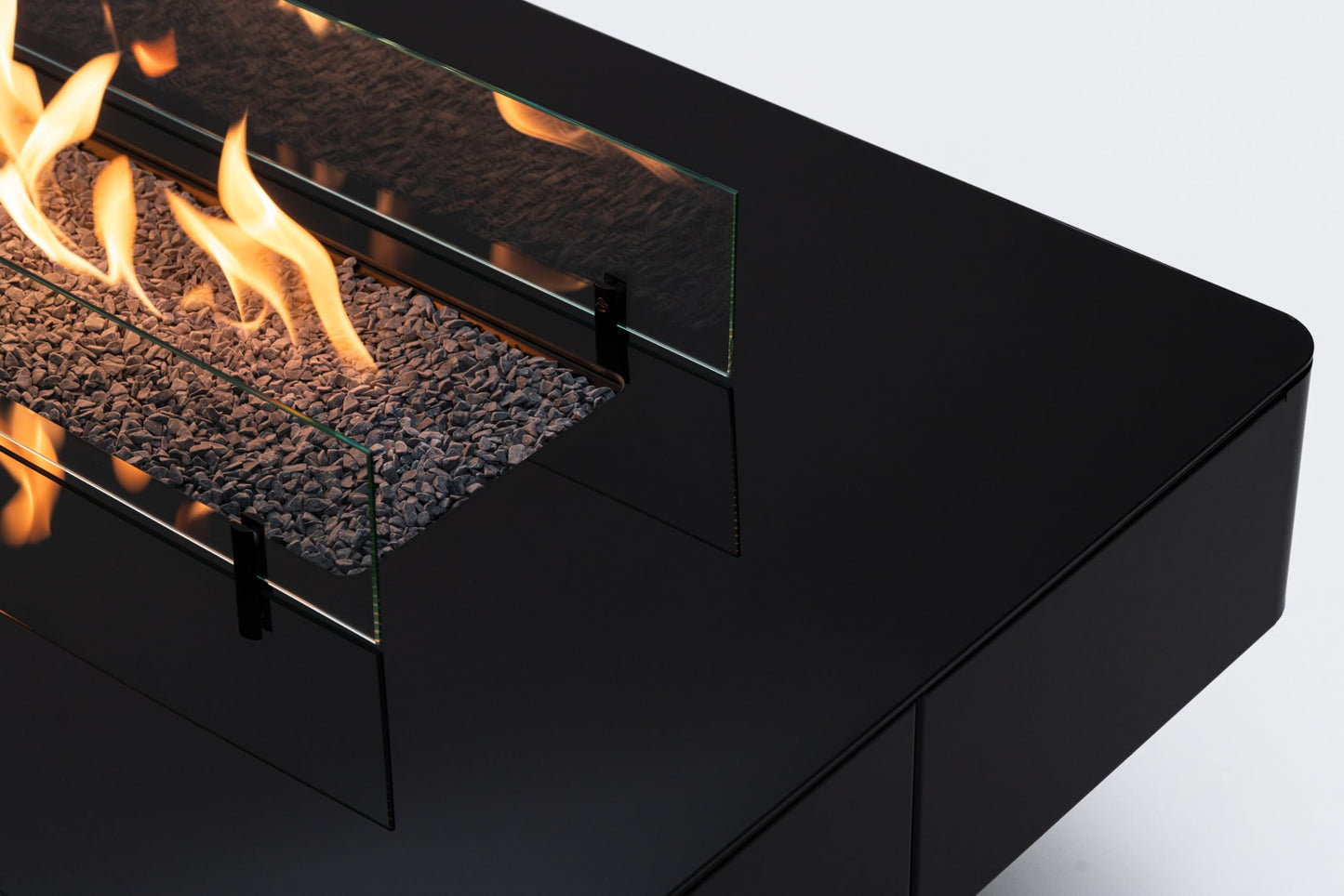 Planika Rio Table Kaffeetisch mit LPG-Feuerstelle, schwarz, tragbar, für den Garten und die Terrasse