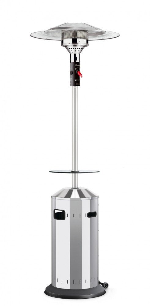 Enders Terrassenheizer Gas Elegance, Gas-Heizstrahler 9376, Heizpilz mit stufenloser Regulierung, Eco Plus Brenner, Transporträder, Umkippsicherung, Silber/Schwarz