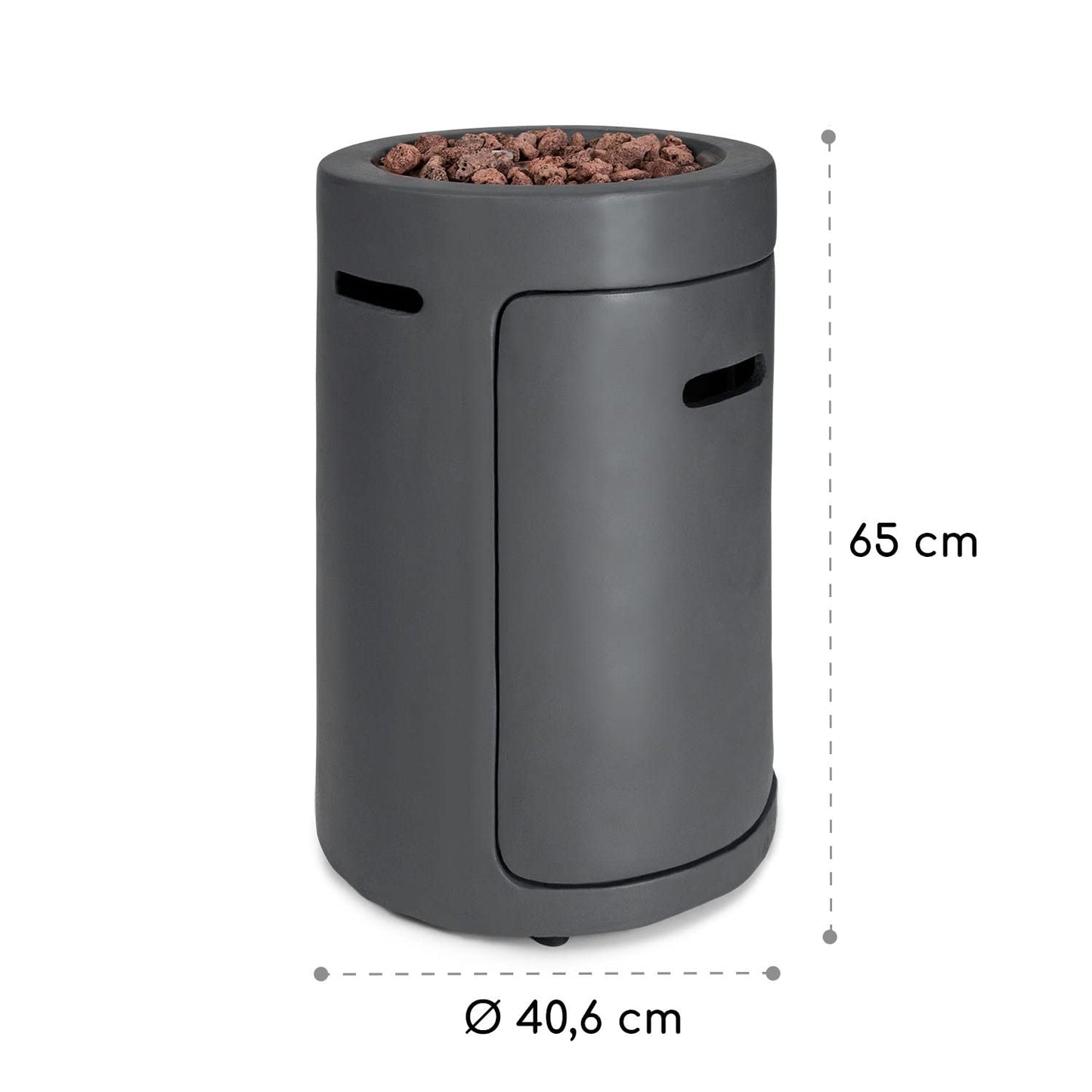 Blumfeldt Crete Gas-Feuerstelle, 13 kW Wärmeleistung, Flüssiggas, Edelstahl, 360° FireView, inkl. Regencover, Gasdruck: max. 50 mbar, zweistufiger Drehregler, dunkelgrau