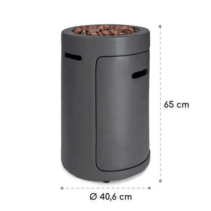 Blumfeldt Crete Gas-Feuerstelle, 13 kW Wärmeleistung, Flüssiggas, Edelstahl, 360° FireView, inkl. Regencover, Gasdruck: max. 50 mbar, zweistufiger Drehregler, dunkelgrau