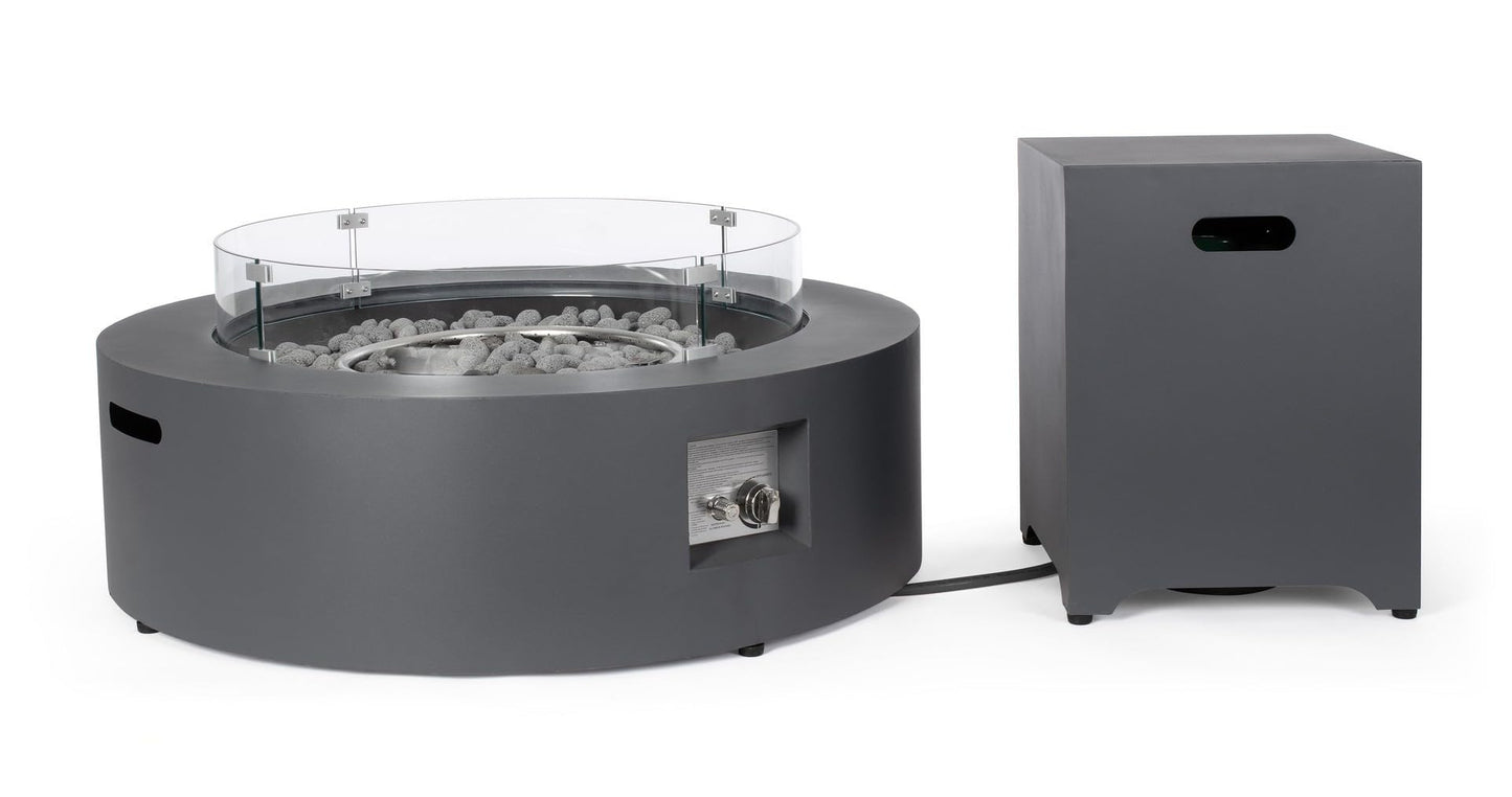 Decor Space Gaskamin Wolke Gestell aus lackiertem Stahl mit Windschutz aus Glas (dunkelgrau)