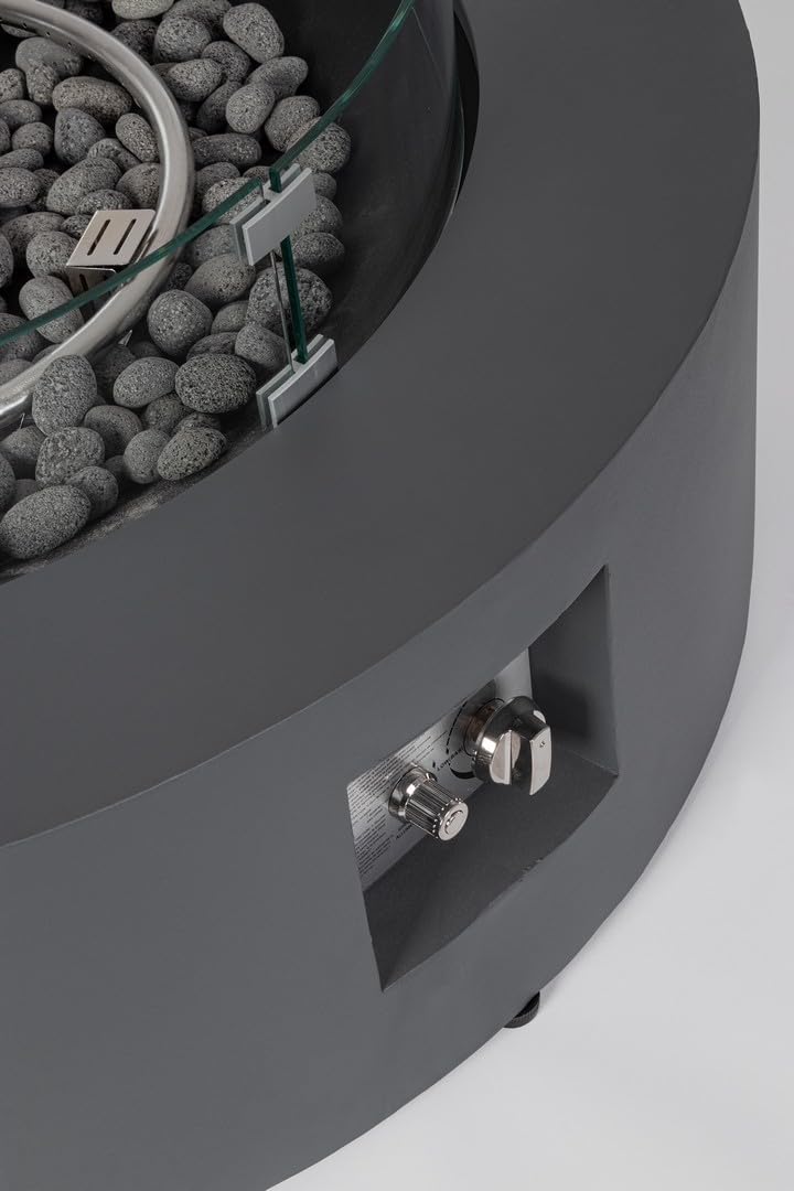 Decor Space Gaskamin Wolke Gestell aus lackiertem Stahl mit Windschutz aus Glas (dunkelgrau)