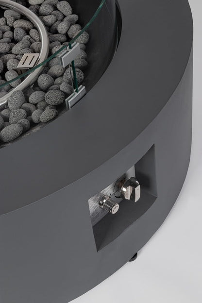 Decor Space Gaskamin Wolke Gestell aus lackiertem Stahl mit Windschutz aus Glas (dunkelgrau)