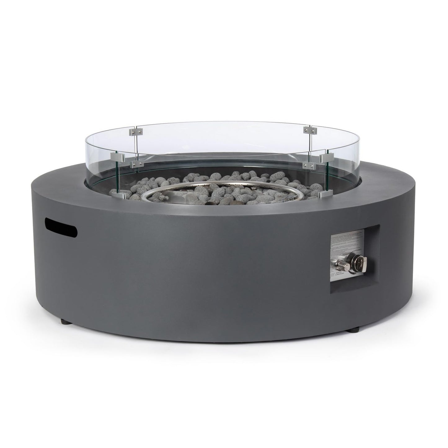 Decor Space Gaskamin Wolke Gestell aus lackiertem Stahl mit Windschutz aus Glas (dunkelgrau)