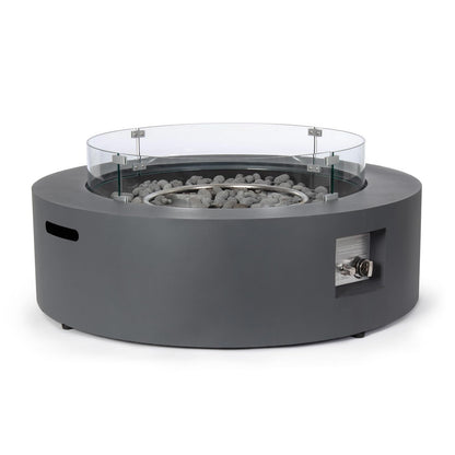 Decor Space Gaskamin Wolke Gestell aus lackiertem Stahl mit Windschutz aus Glas (dunkelgrau)