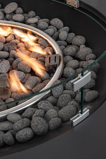 Decor Space Gaskamin Wolke Gestell aus lackiertem Stahl mit Windschutz aus Glas (dunkelgrau)