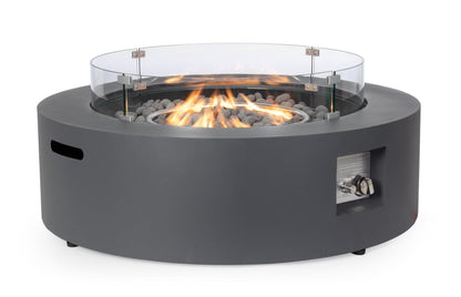 Decor Space Gaskamin Wolke Gestell aus lackiertem Stahl mit Windschutz aus Glas (dunkelgrau)