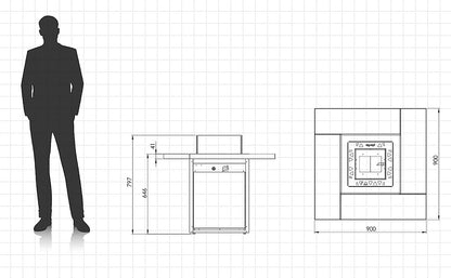 Planika Square Table Feuerstelle Gas mit Tisch Outdoor - Außenkamin Feuerstelle Outdoor Terrassenfeuer Balkonfeuerstelle Feuerschale Tisch - Feuertisch mit Abdeckung