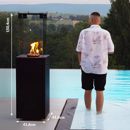 KRATKI Patio Light - Terrassenheizer Gas 8,2 kW - Set mit Reduzierstück - Heizstrahler Terrasse - Heizpilz für Garden - Gartenkamin - Deko Terrasse Outdoor