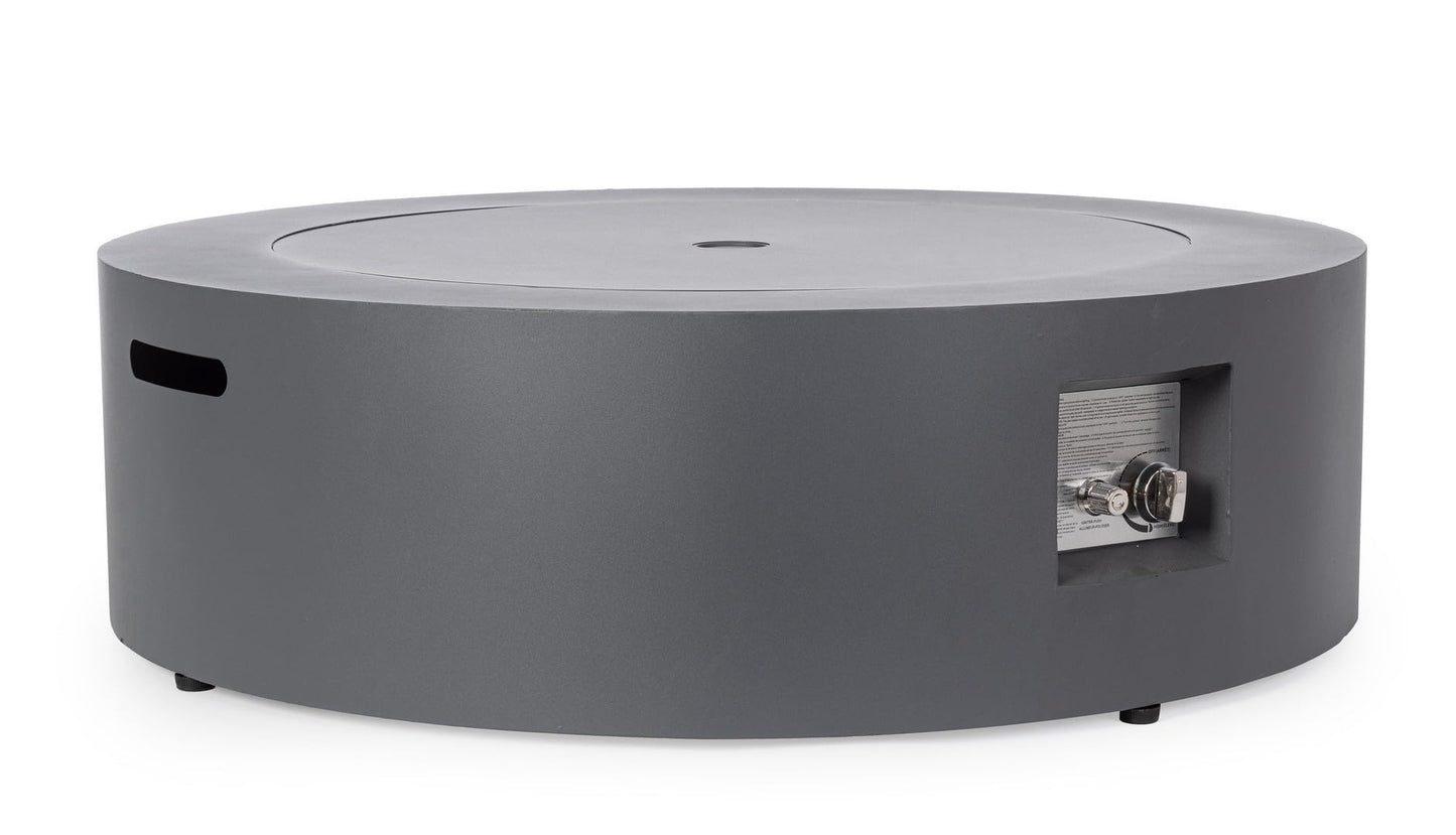 Decor Space Gaskamin Wolke Gestell aus lackiertem Stahl mit Windschutz aus Glas (dunkelgrau)