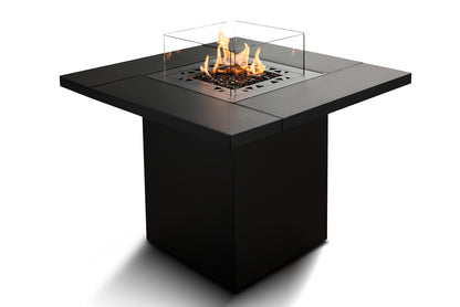 Planika Square Table Feuerstelle Gas mit Tisch Outdoor - Außenkamin Feuerstelle Outdoor Terrassenfeuer Balkonfeuerstelle Feuerschale Tisch - Feuertisch mit Abdeckung