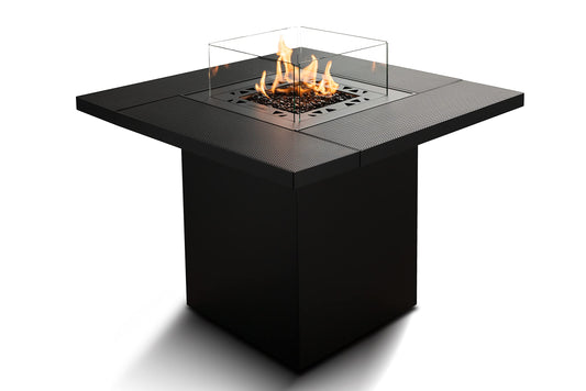 Planika Square Table Feuerstelle Gas mit Tisch Outdoor - Außenkamin Feuerstelle Outdoor Terrassenfeuer Balkonfeuerstelle Feuerschale Tisch - Feuertisch mit Abdeckung