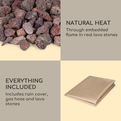 Blumfeldt Corinth Gas-Feuerstelle, Heizstrahler & Feuerstellen 40.000BTU/13kW, Feuerstelle mit Abdeckung, Heizstrahler Gas, Edelstahlbrenner, schwarz