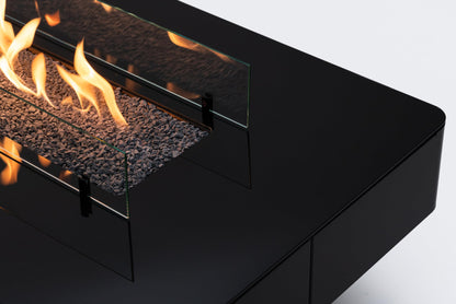 Planika Rio Table Kaffeetisch mit LPG-Feuerstelle, schwarz, tragbar, für den Garten und die Terrasse