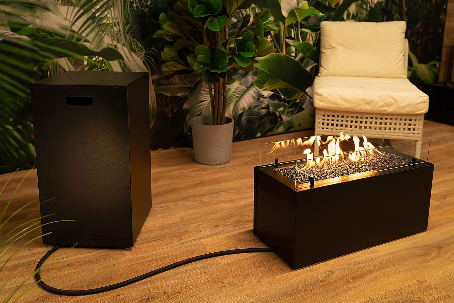 Planika Rio - Gas Feuerstelle für den Außenbereich - Tragbarer und Kompakter Gaskamin für den Garten - Außenkamin - Wetterfest - Leichte Montage - Lpg-Kraftstoff