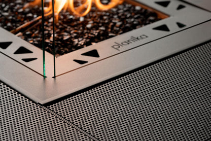 Planika Square Table Feuerstelle Gas mit Tisch Outdoor - Außenkamin Feuerstelle Outdoor Terrassenfeuer Balkonfeuerstelle Feuerschale Tisch - Feuertisch mit Abdeckung