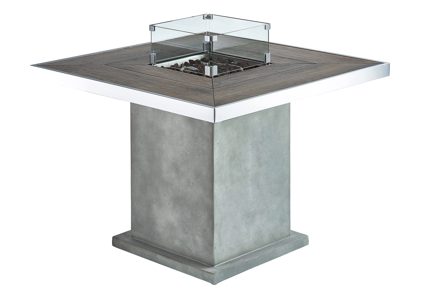 Clifton Gaskamin Comfort Serie (Lounge- Dining- Table) Feuerstelle Terrassenkamin Verschiedene Kombinationen (Tischfuß Dining Table Grey - Tischplatte L Lime)