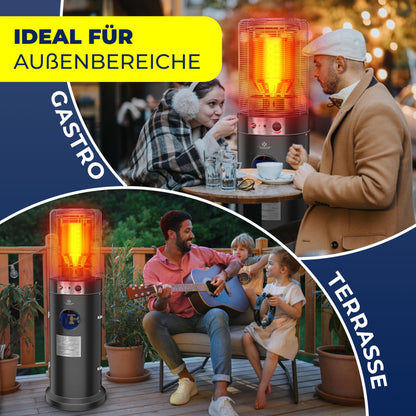 KESSER® Heizstrahler Gas KE12 Heizpilz für Terrasse Terrassenheizer Terrassenheizstrahler, Freiluftheizung 10 kW Gasheizstrahler gasheizer, Wärmestrahler, Heizgerät - inkl. Schutzhülle, Schwarz