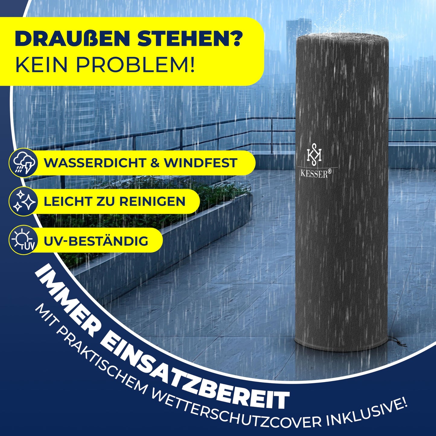 KESSER® Heizstrahler Gas KE12 Heizpilz für Terrasse Terrassenheizer Terrassenheizstrahler, Freiluftheizung 10 kW Gasheizstrahler gasheizer, Wärmestrahler, Heizgerät - inkl. Schutzhülle, Schwarz